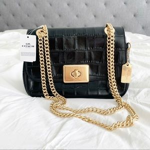 Coach croc embossed cross body bag